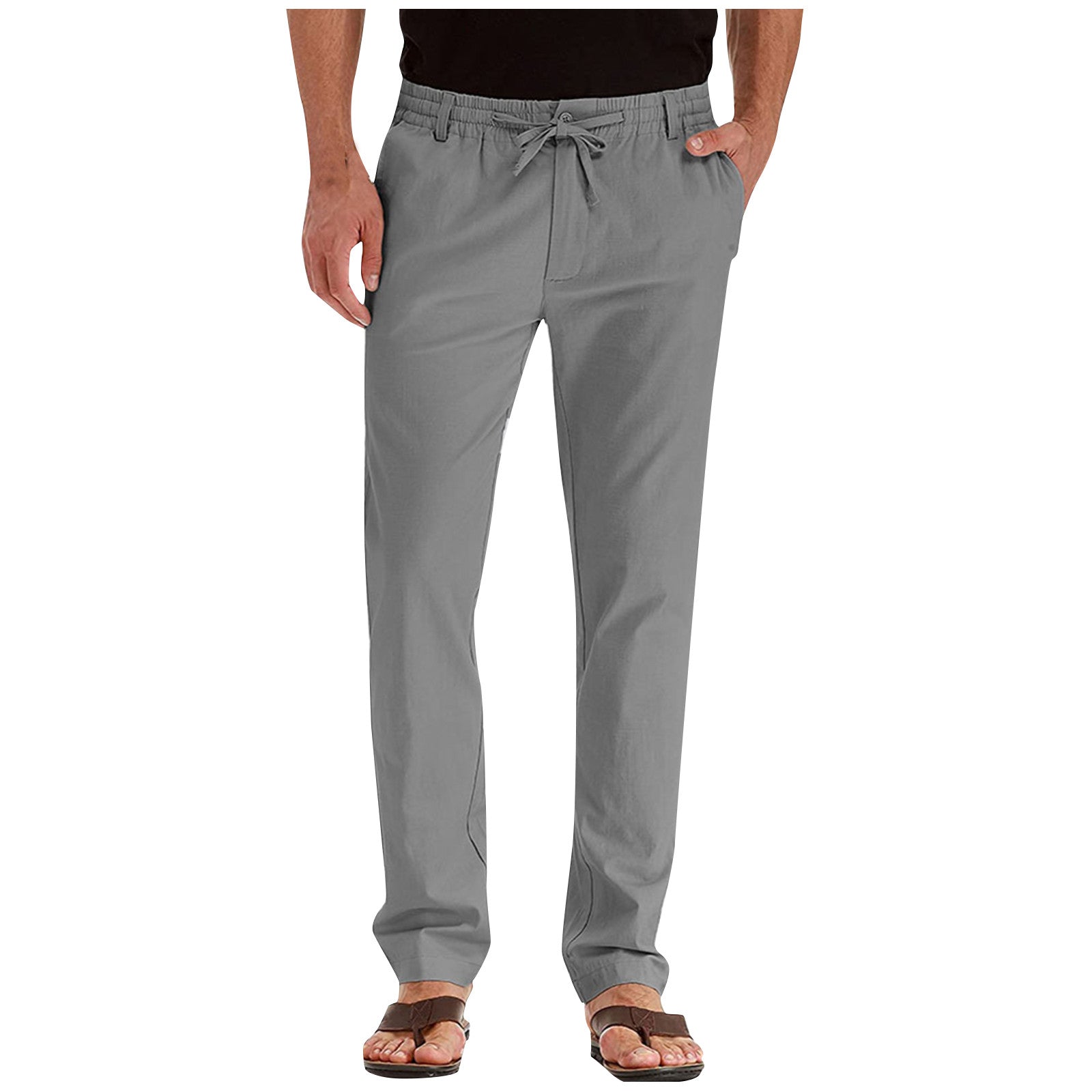 Herren Kordelzug Freizeit Hose | Gerades Bein-Men Pants-Kremer Mode