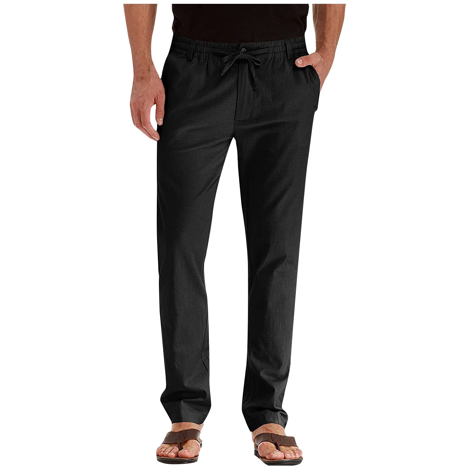 Herren Kordelzug Freizeit Hose | Gerades Bein-Men Pants-Kremer Mode