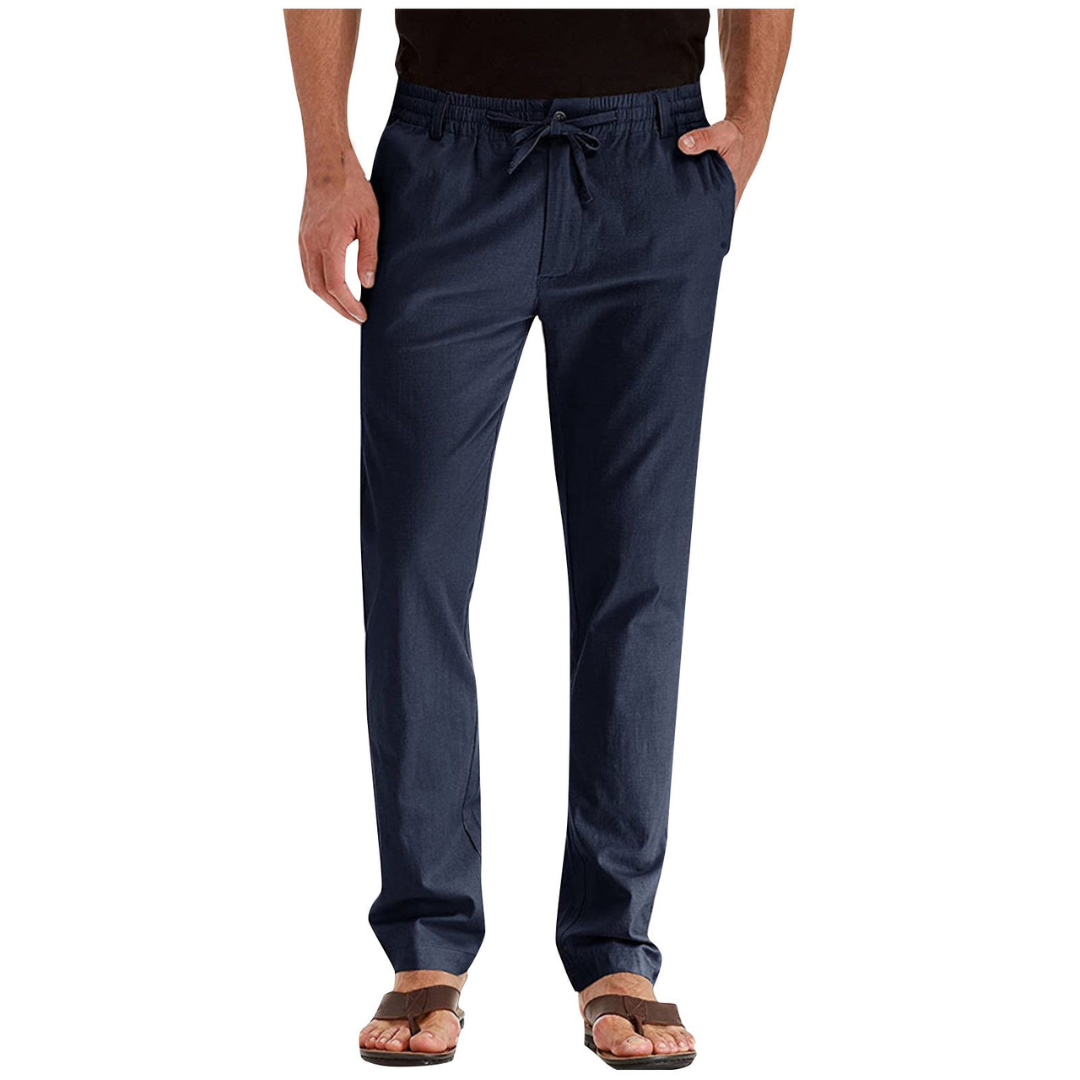 Herren Kordelzug Freizeit Hose | Gerades Bein-Men Pants-Kremer Mode