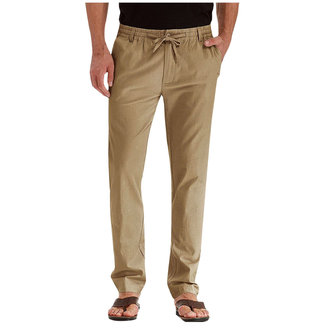 Herren Kordelzug Freizeit Hose | Gerades Bein-Men Pants-Kremer Mode