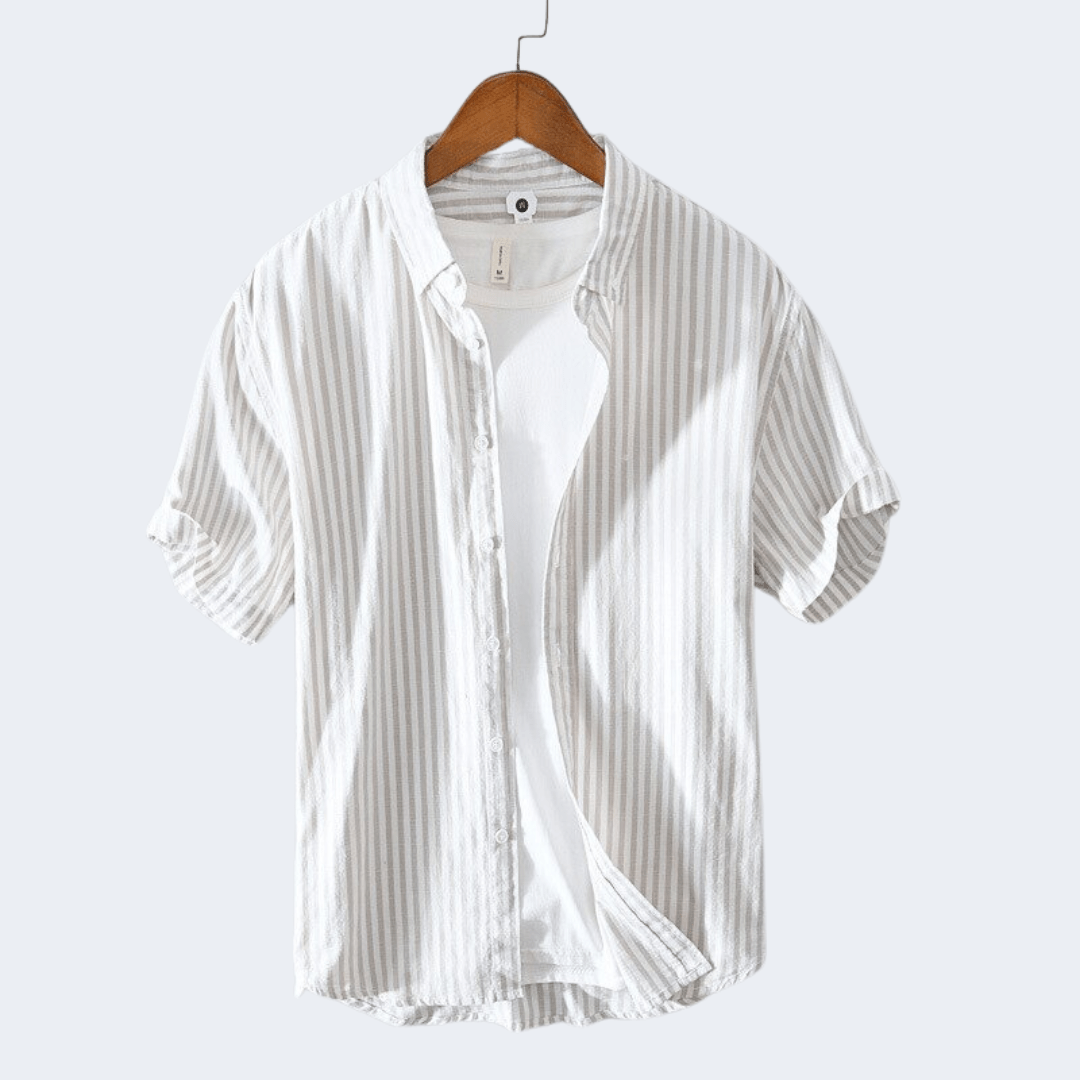 Herren Lässig Gestreift Sommer Hemd | Kurzarm-Men Shirt-Kremer Mode
