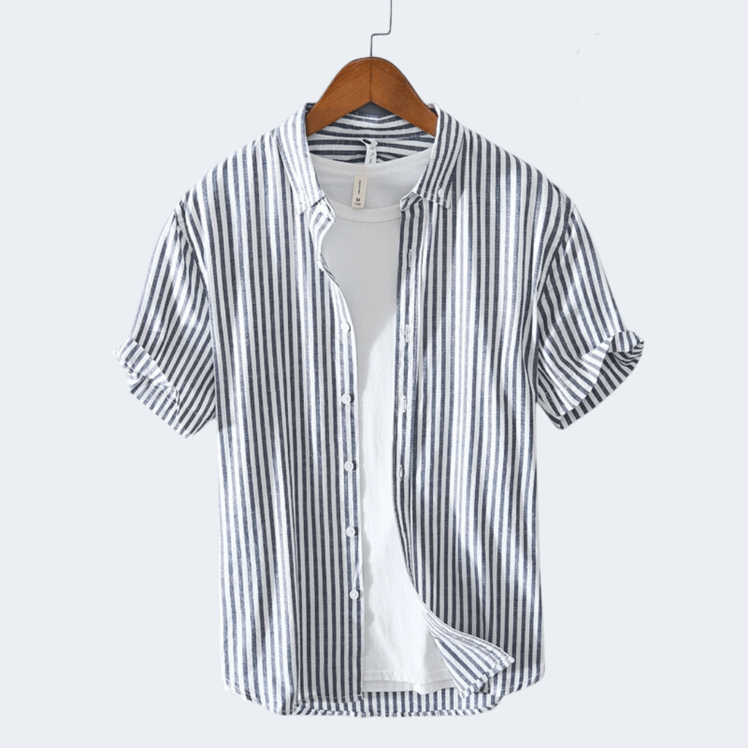 Herren Lässig Gestreift Sommer Hemd | Kurzarm-Men Shirt-Kremer Mode