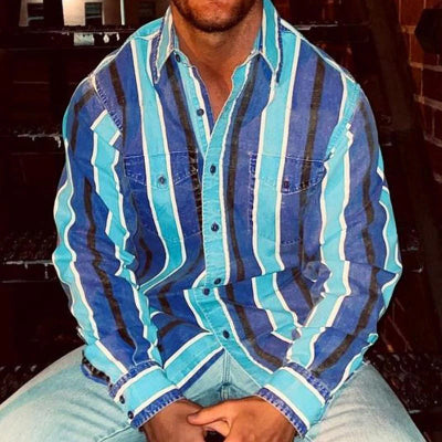 Herren Locker Retro Gestreift Hemd | Klassisch-Men Shirt-Kremer Mode