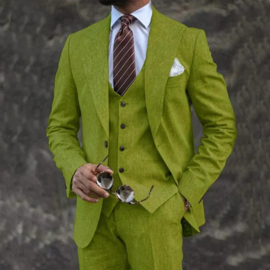 Herren Maßgeschneiderter 3-teiliger Hochzeitsgast-Anzug Set | Formell-Men Set-Kremer Mode