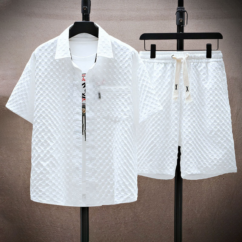 Herren Modisch Stylisch Poloshirt und Shorts Set | 2-teilig-Men Set-Kremer Mode