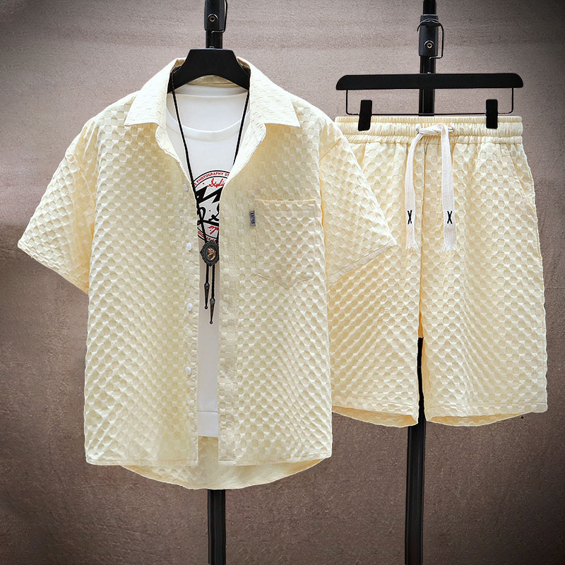 Herren Modisch Stylisch Poloshirt und Shorts Set | 2-teilig-Men Set-Kremer Mode