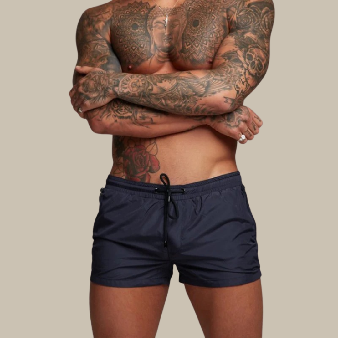 Herren Reißverschlusstaschen Bade Kurze Hosen | Kordelzug-Men Swimwear-Kremer Mode