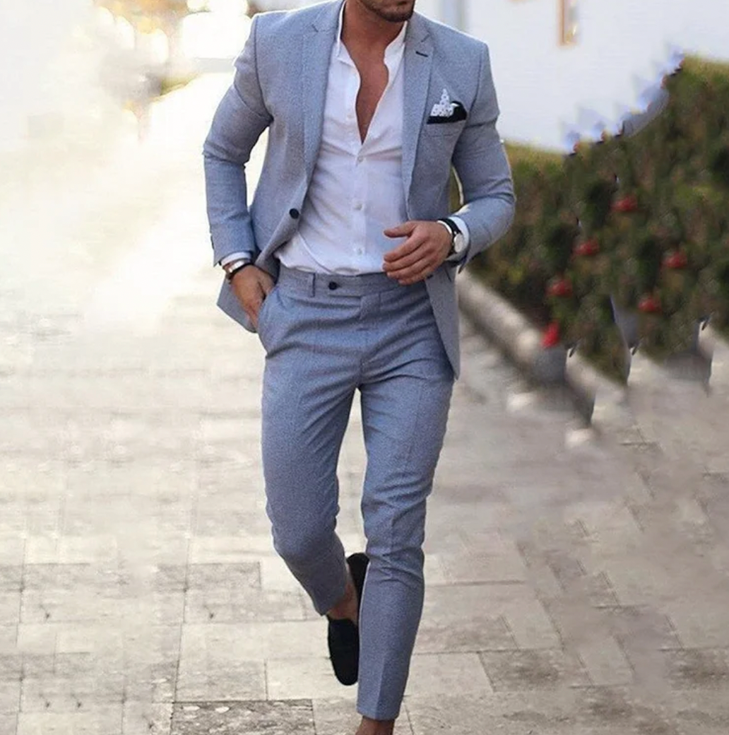 Herren Schlanke Passform 2-Teilig Hochzeit Gast Anzug Set | Lässig-Men Set-Kremer Mode