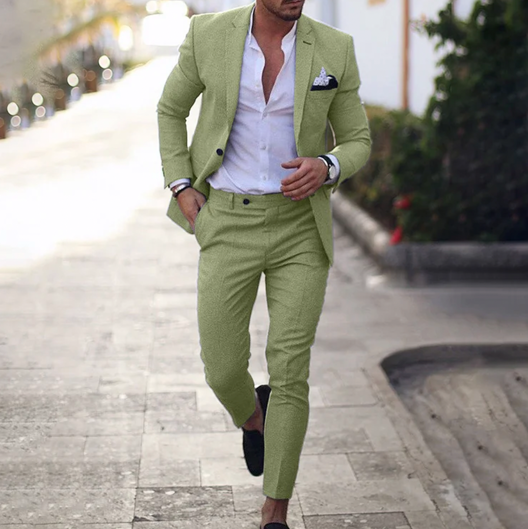 Herren Schlanke Passform 2-Teilig Hochzeit Gast Anzug Set | Lässig-Men Set-Kremer Mode