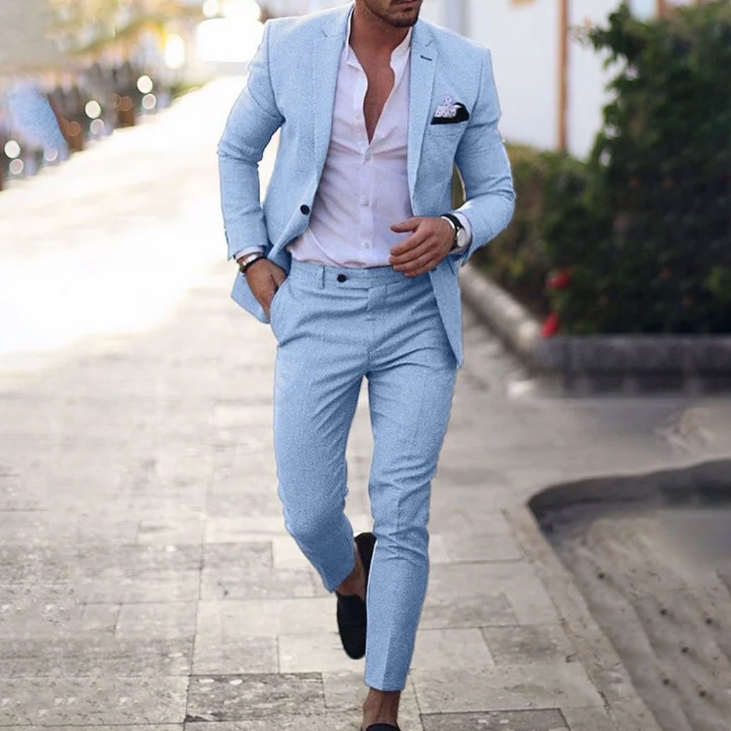 Herren Schlanke Passform 2-Teilig Hochzeit Gast Anzug Set | Lässig-Men Set-Kremer Mode