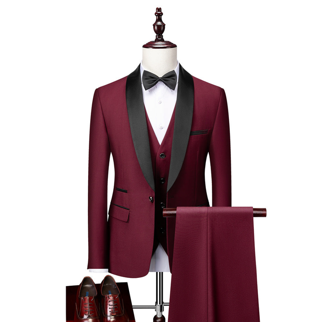 Herren Schlanke Passform Hochzeitsgast Anzug Set | Klassisch-Men Set-Kremer Mode