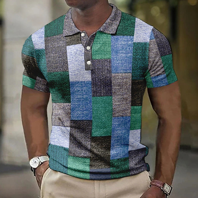 Herren Sommer Kariert Poloshirt | Slim Fit-Men Polo-Kremer Mode