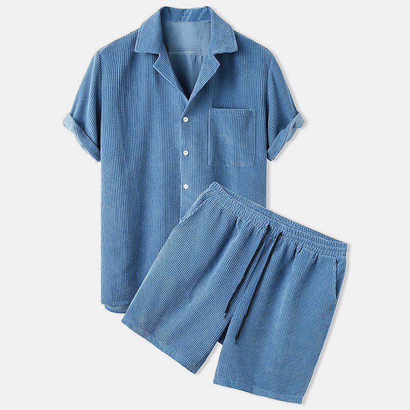 Herren Sommer Lässig Hemd Und Shorts Set | Zweiteilig-Men Set-Kremer Mode
