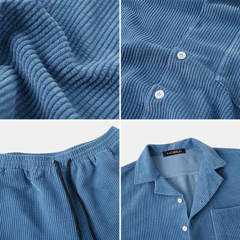 Herren Sommer Lässig Hemd Und Shorts Set | Zweiteilig-Men Set-Kremer Mode