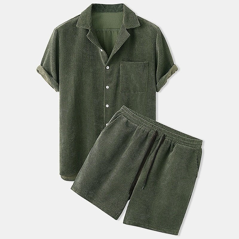 Herren Sommer Lässig Hemd Und Shorts Set | Zweiteilig-Men Set-Kremer Mode