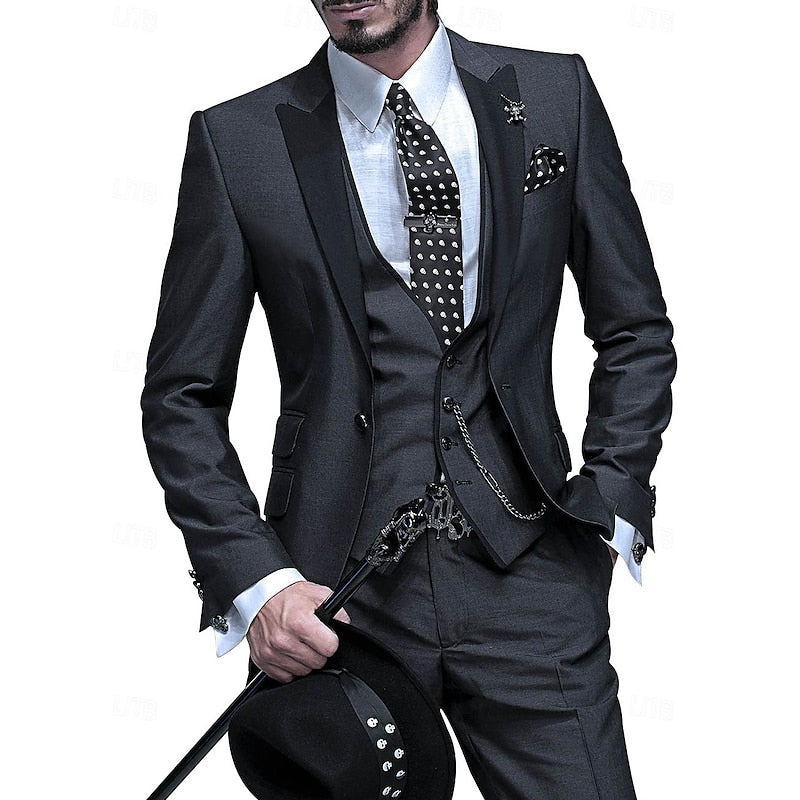 Herren Stilvolle Dreiteilige Hochzeitgast Anzug Set | Moderne-Men Set-Kremer Mode