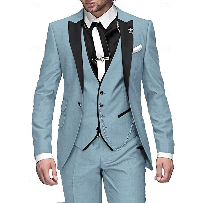 Herren Stilvolle Dreiteilige Hochzeitgast Anzug Set | Moderne-Men Set-Kremer Mode