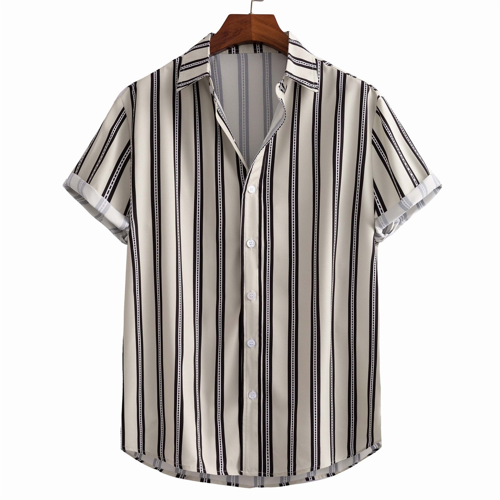 Herren Stylisch Kurzarm Sommer Hemd | Gestreift-Men Shirt-Kremer Mode