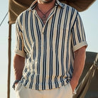 Herren Stylisch Kurzarm Sommer Hemd | Gestreift-Men Shirt-Kremer Mode