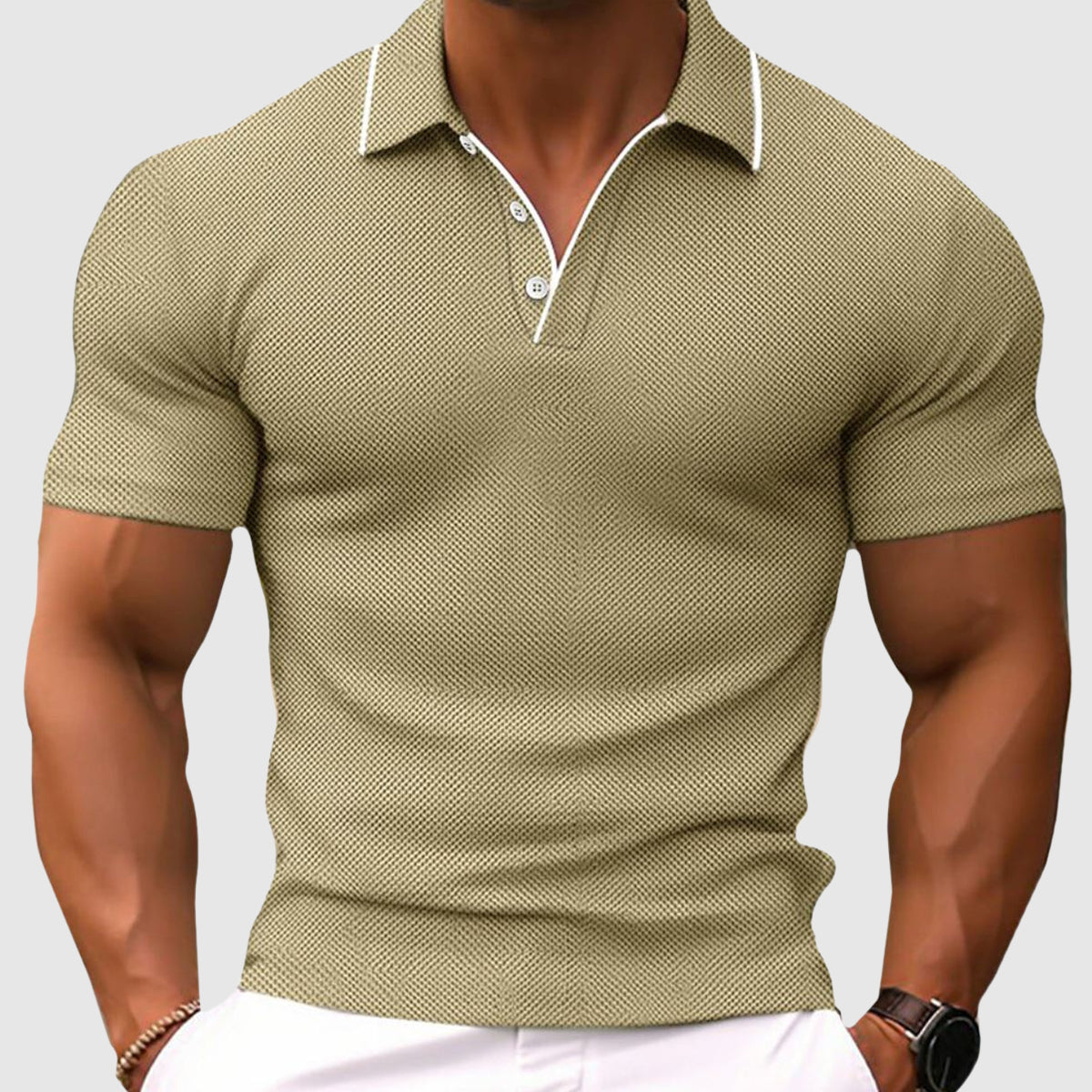 Herren Stylisch Slim Fit Texturiert Poloshirt | Dehnbar-Men Polo-Kremer Mode